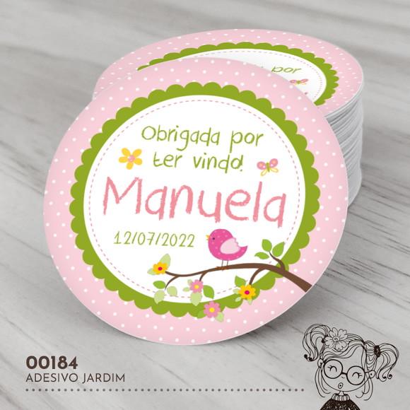 Adesivo Redondo Jardim Rosa - 00184