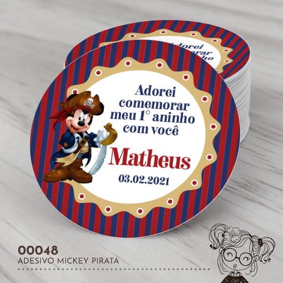 Adesivo Redondo Mickey Pirata - 00048