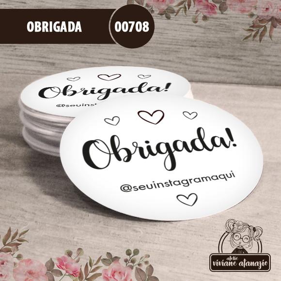 Adesivo Redondo Obrigada 4cm - 00708