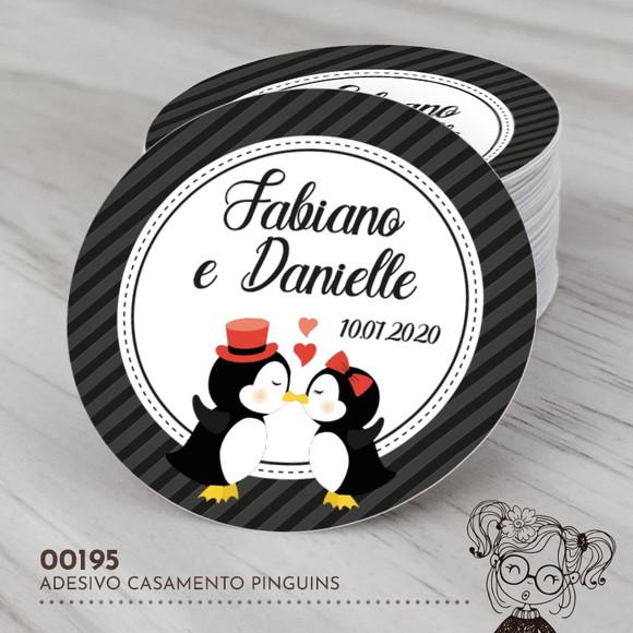 Adesivo Redondo Pinguins - 00195
