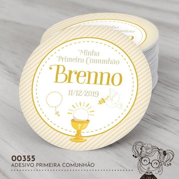 Adesivo Redondo Primeira Comunhão - 00355