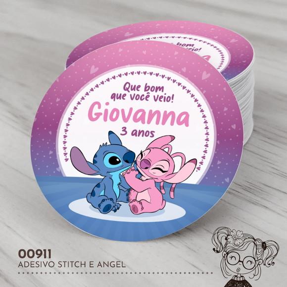 Adesivo Redondo Stitch e Angel - 00911