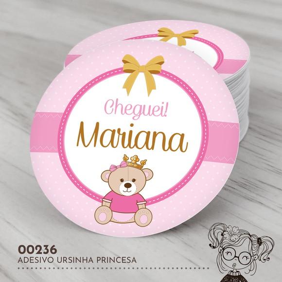 Adesivo Redondo Ursinha Princesa - 00236
