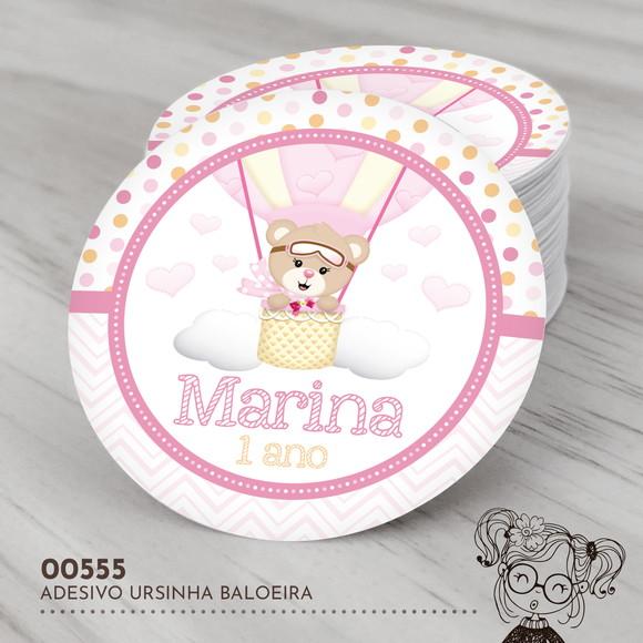 Adesivo Redondo Ursinha Baloeira - 00555