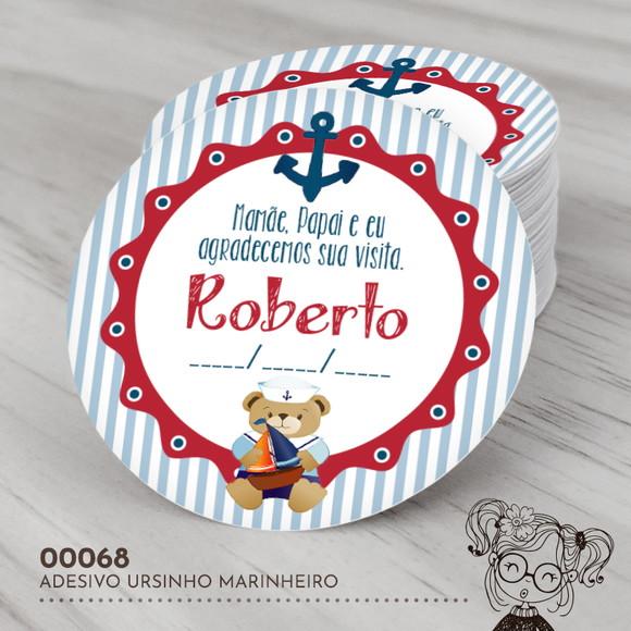 Adesivo Redondo Ursinho Marinheiro 00068