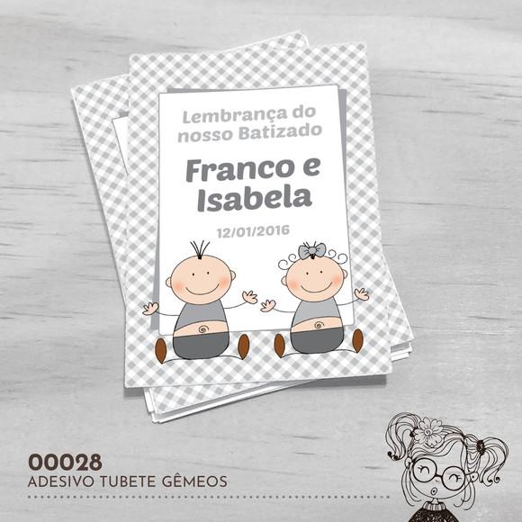 Adesivo Tubete Batizado Gêmeos - 00028