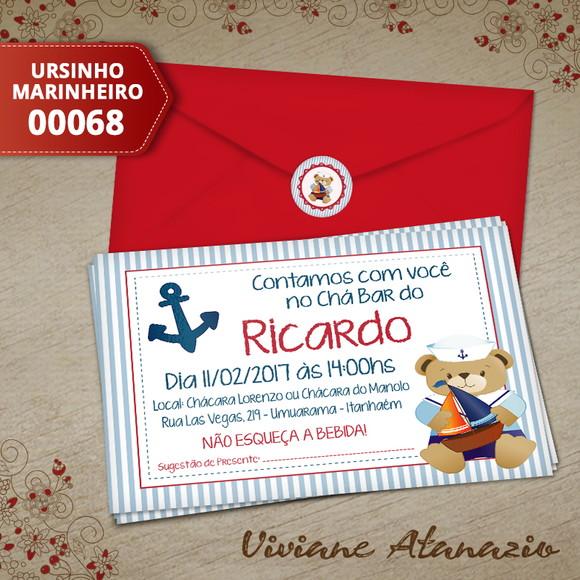 Convite Ursinho Marinheiro - 00068