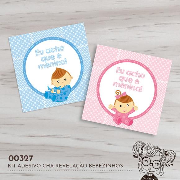Kit Adesivos Quadrados Chá Revelação - 00327