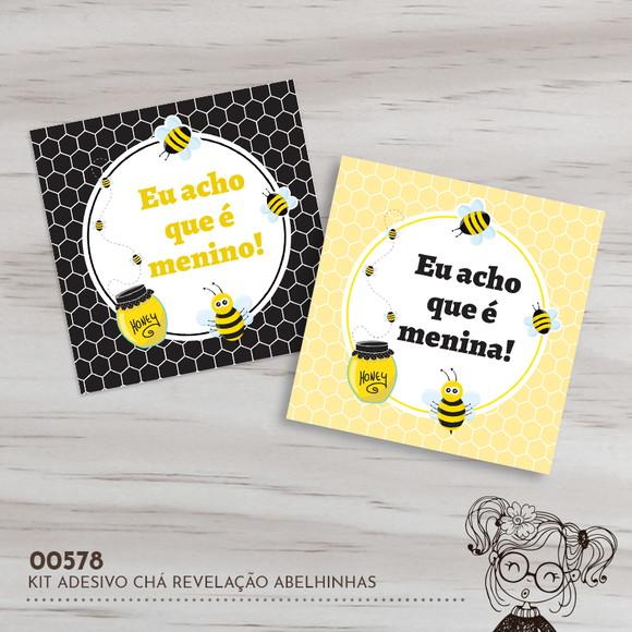 Kit Adesivos Quadrados Chá Revelação Abelhinhas - 00578