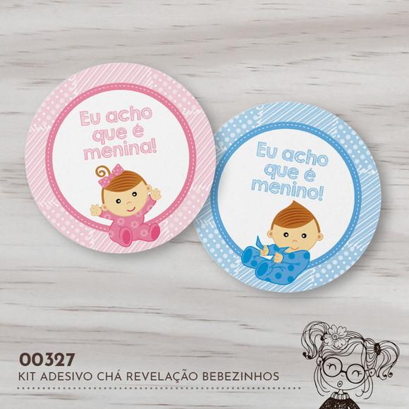 Kit Adesivos Redondos Chá Revelação - 00327