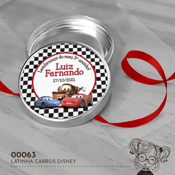 Latinha Adesivada Carros Disney - 00063