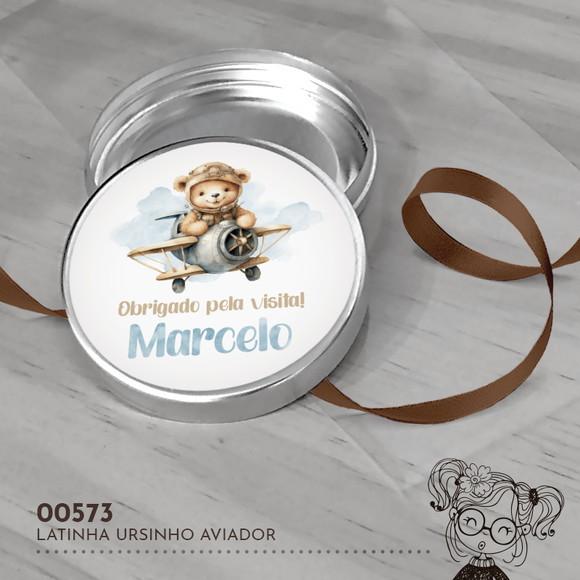 Latinha Adesivada Ursinho Aviador - 00573