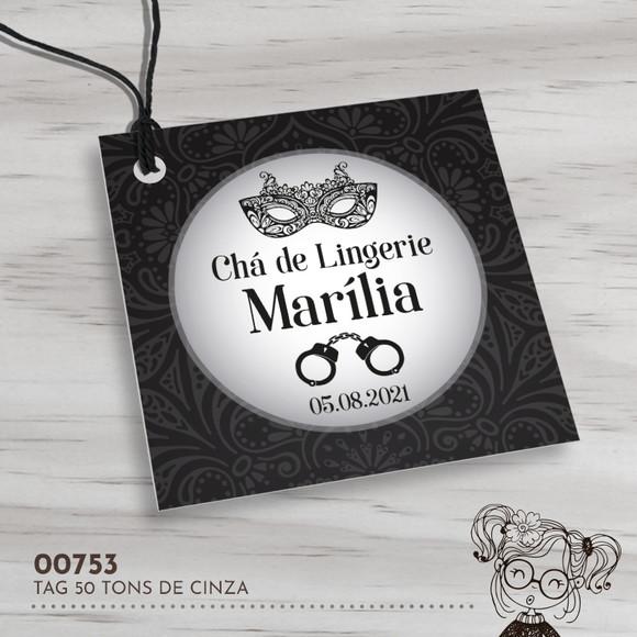 Tag Quadrada 50 Tons de Cinza - 00753
