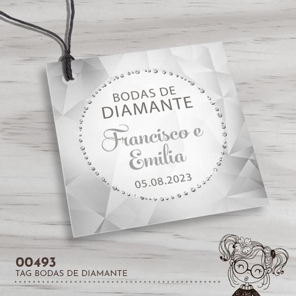 Tag Quadrada Bodas de Diamante - 00493