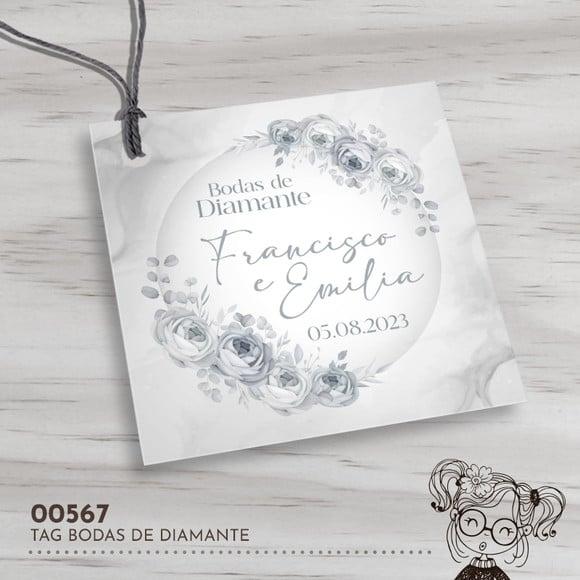 Tag Quadrada Bodas de Diamante - 00567