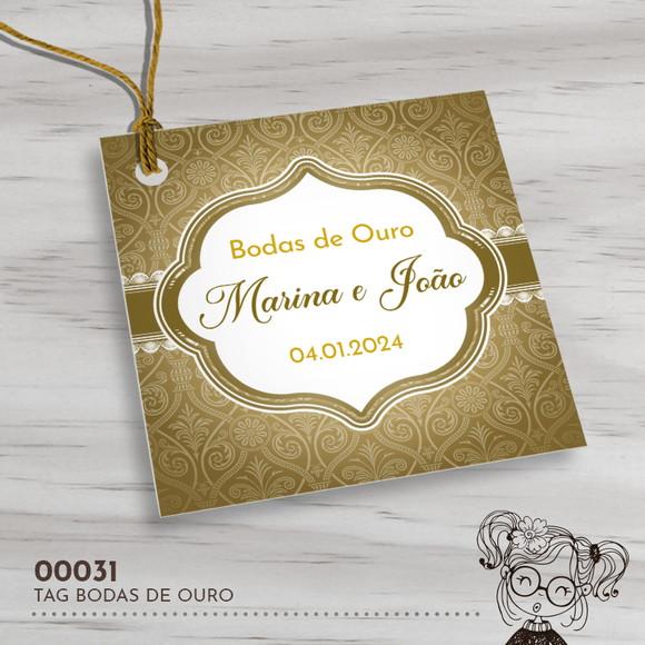 Tag Quadrada Bodas de Ouro - 00031