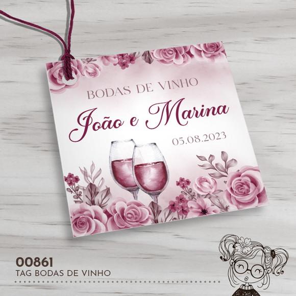 Tag Quadrada Bodas de Vinho - 00861