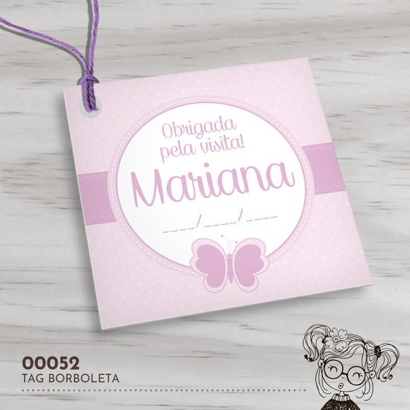 Tag Quadrada Borboleta - 00052