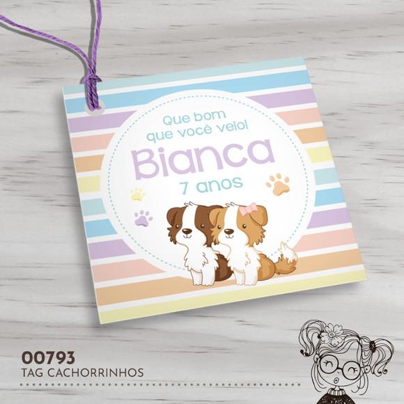 Tag Quadrada Cachorrinhos - 00793