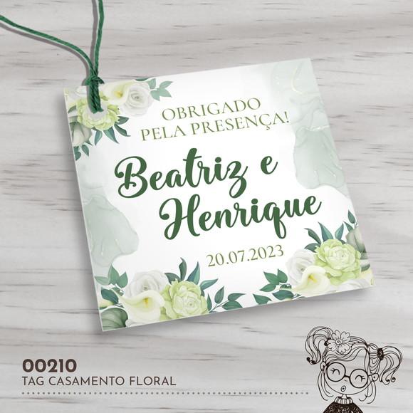 Tag Quadrada Casamento Floral - 00210