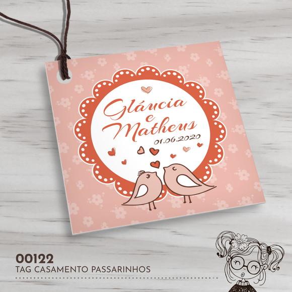 Tag Quadrada Casamento Passarinhos - 00122