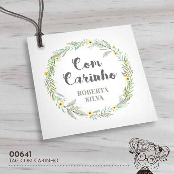 Tag Quadrada com Carinho - 00641