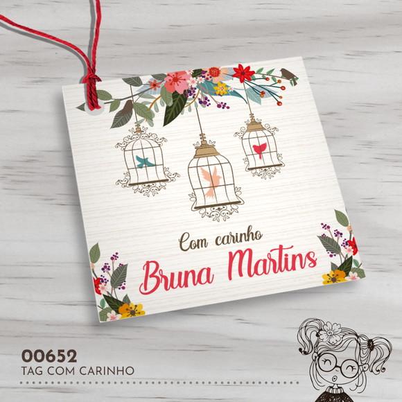 Tag Quadrada com Carinho - 00652