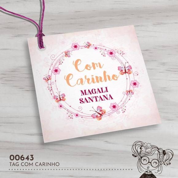 Tag Quadrada com Carinho - 00643