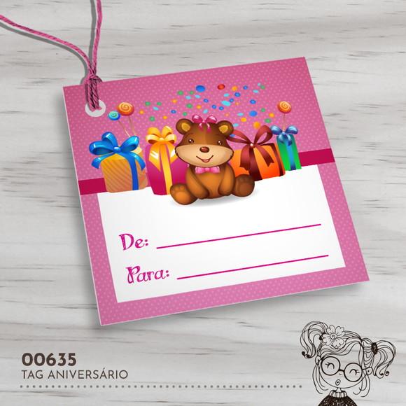 Tag Quadrada Feliz Aniversário - 00635