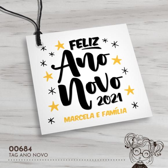 Tag Quadrada Feliz Ano Novo - 00684