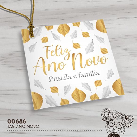 Tag Quadrada Feliz Ano Novo - 00686