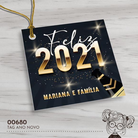 Tag Quadrada Feliz Ano Novo - 00680