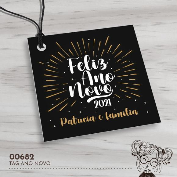 Tag Quadrada Feliz Ano Novo - 00682