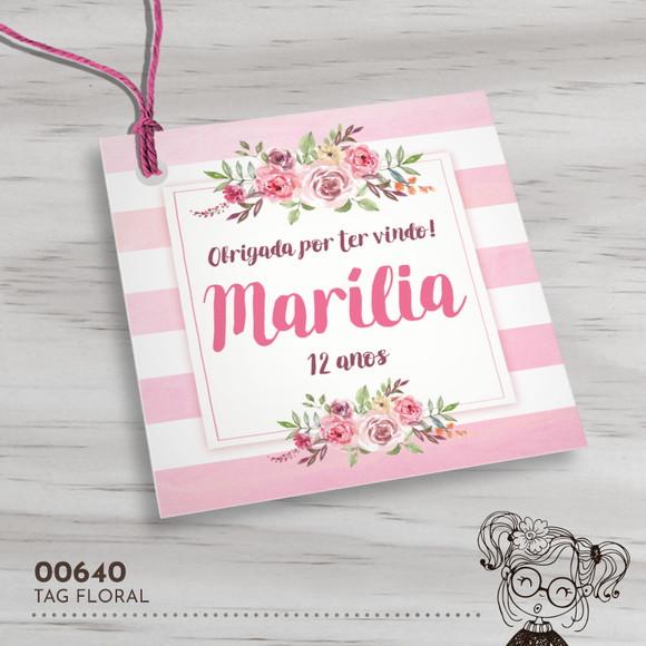 Tag Quadrada Floral - 00640