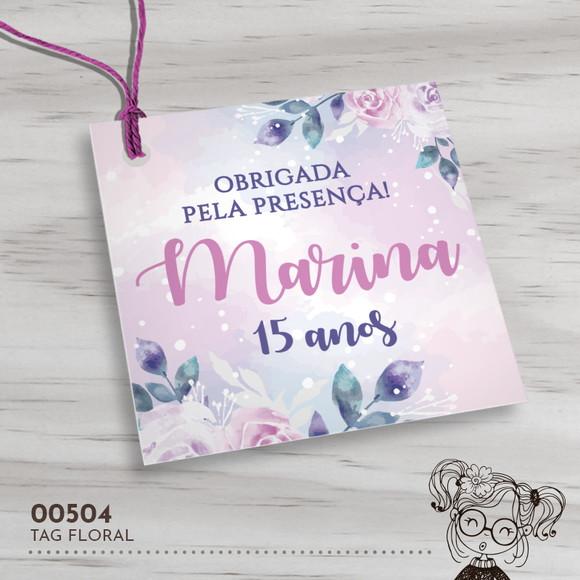Tag Quadrada Floral - 00504