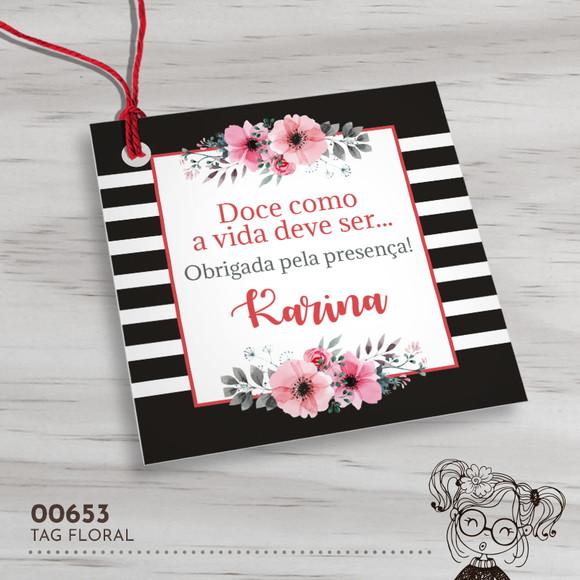 Tag Quadrada Floral - 00653