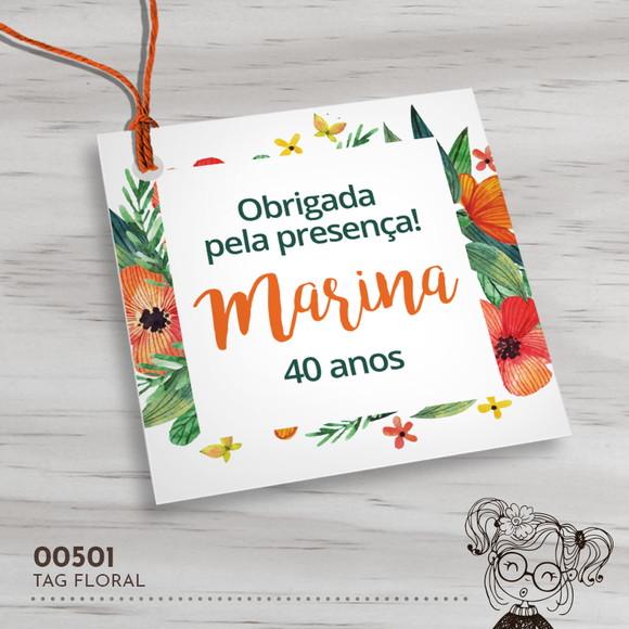 Tag Quadrada Floral - 00501