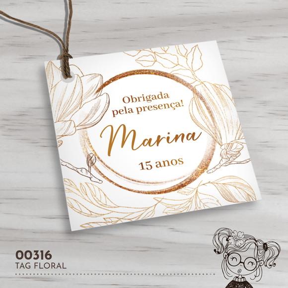 Tag Quadrada Floral - 00316