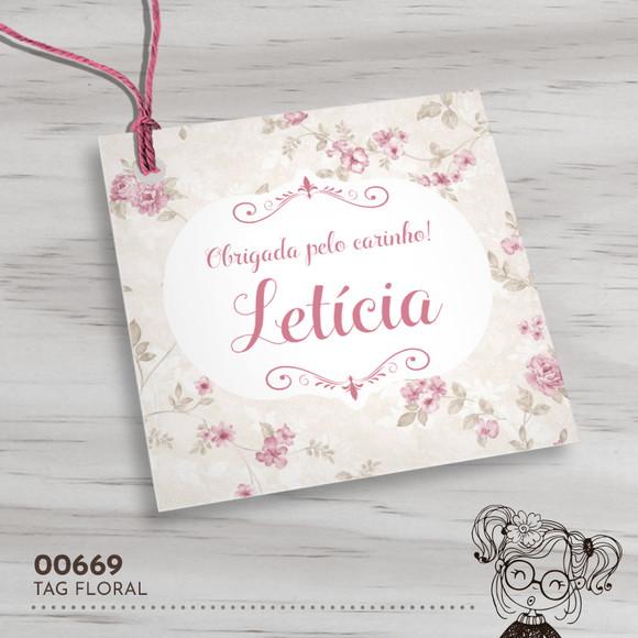 Tag Quadrada Floral - 00669