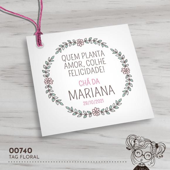 Tag Quadrada Floral - 00740