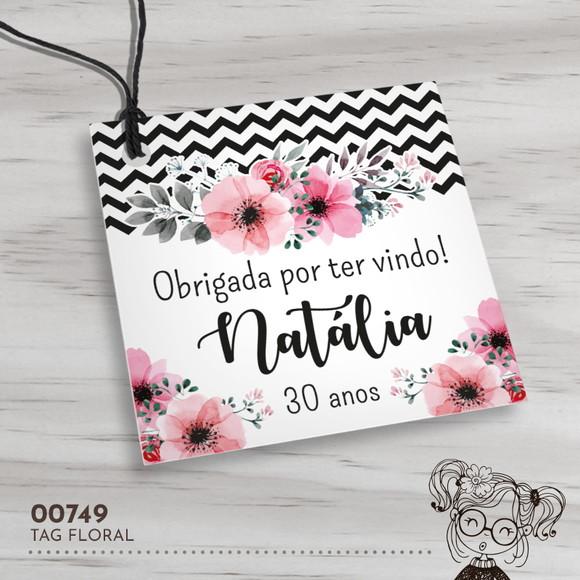 Tag Quadrada Floral - 00749