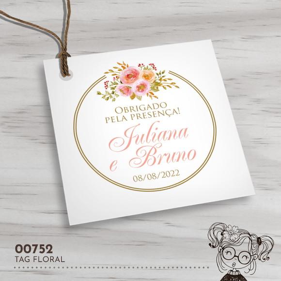 Tag Quadrada Floral - 00752