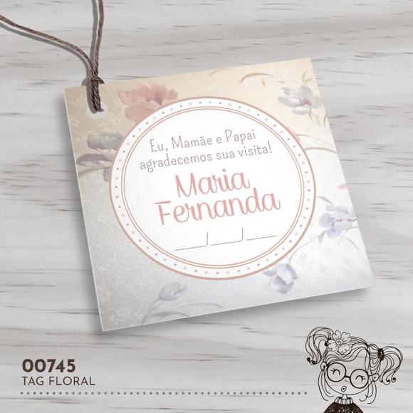 Tag Quadrada Floral - 00745