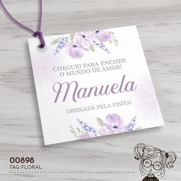Tag Quadrada Floral - 00898