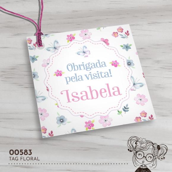 Tag Quadrada Flores - 00583