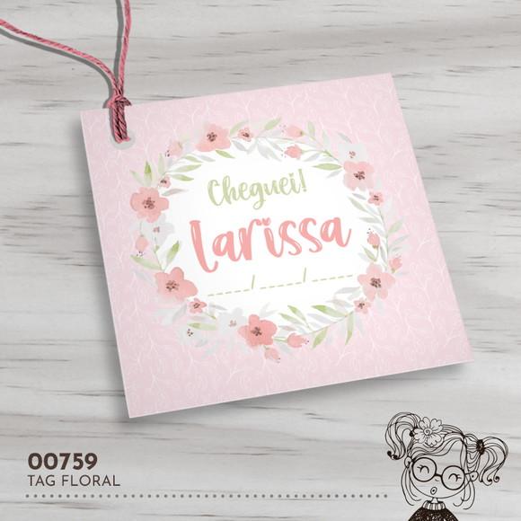 Tag Quadrada Floral - 00759