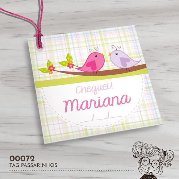Tag Quadrada Passarinhos - 00072