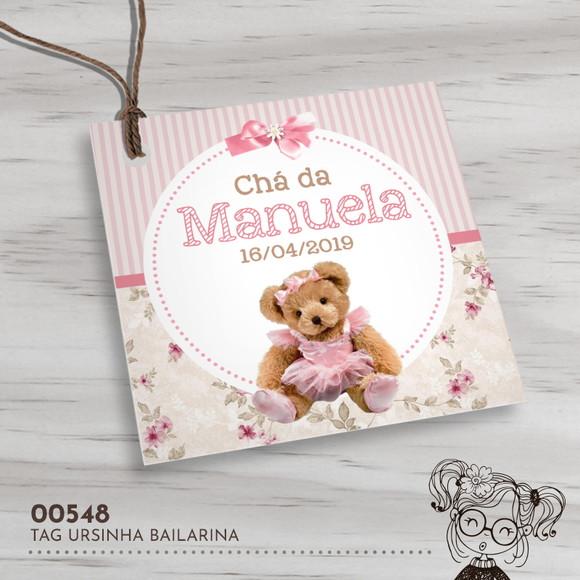 Tag Quadrada Ursinha Bailarina - 00548