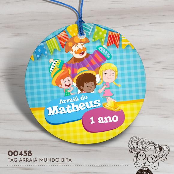 Tag Redonda Arraiá Mundo Bita - 00458