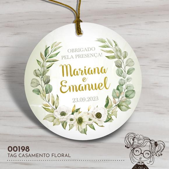 Tag Redonda Casamento Floral - 00198